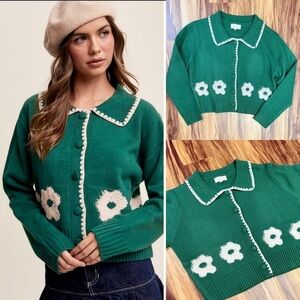 Listicle Knit Green Cardigan